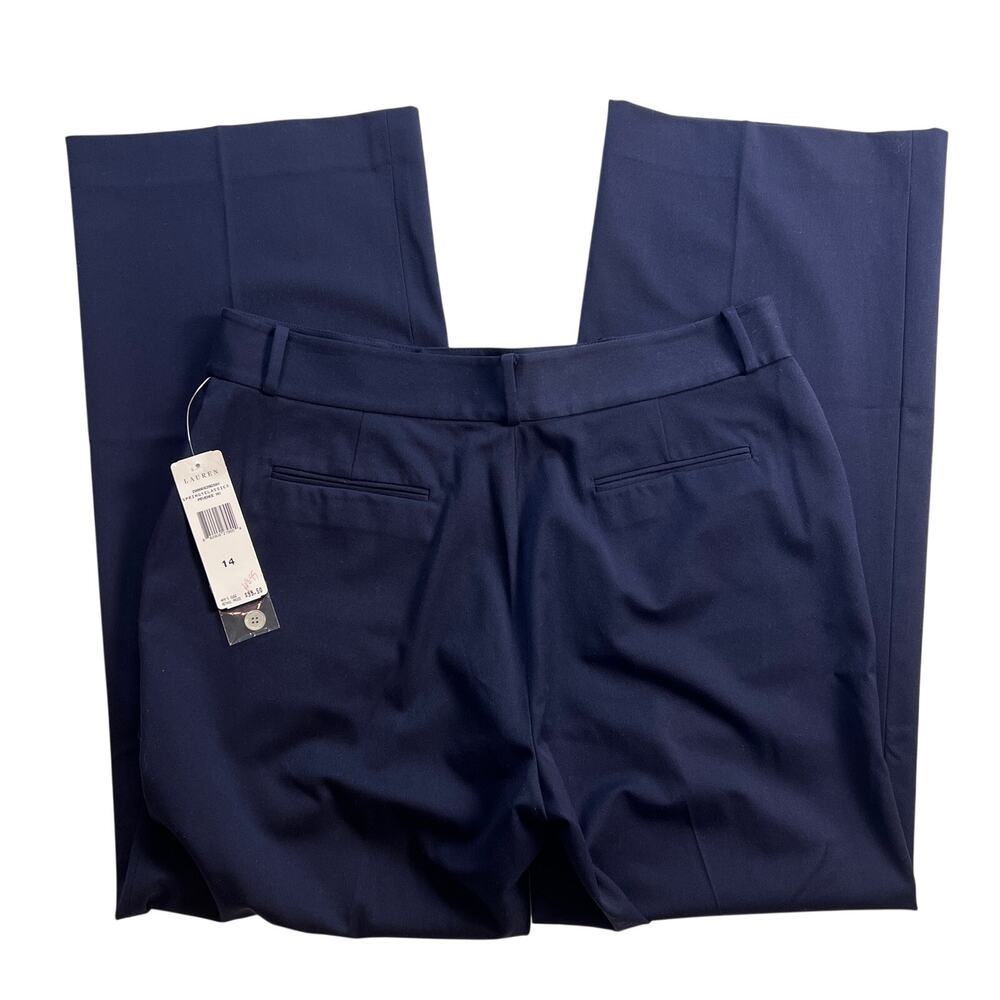 Lauren Ralph Lauren Navy Blue Dress Pants Womens NWT Wide Leg Trouser Size 14 - Picture 4 of 11